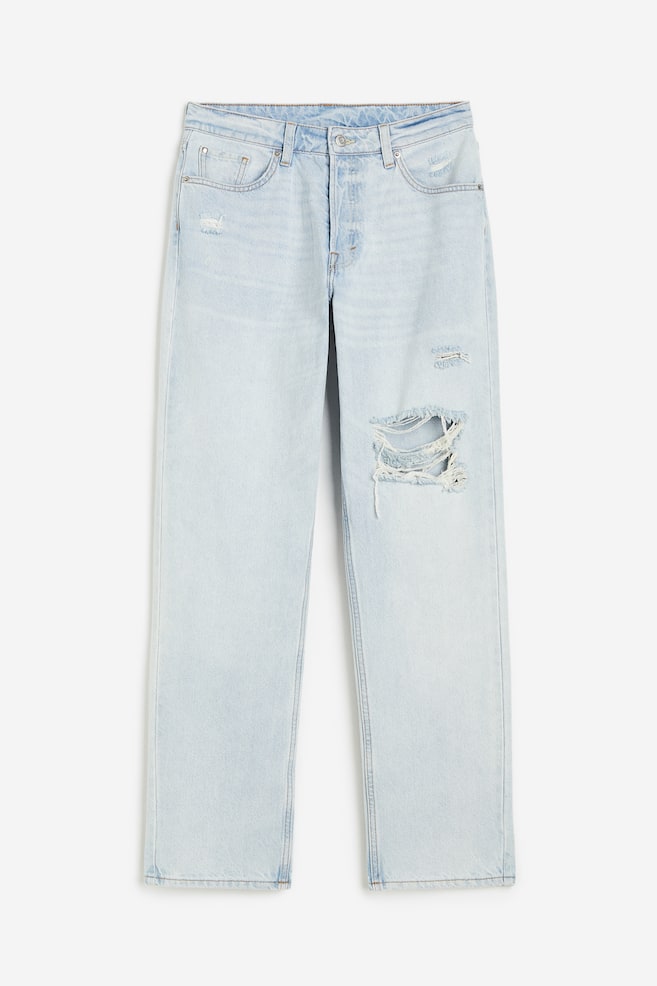 90s Boyfriend Fit High Jeans - Blu denim chiaro/trashed - 1