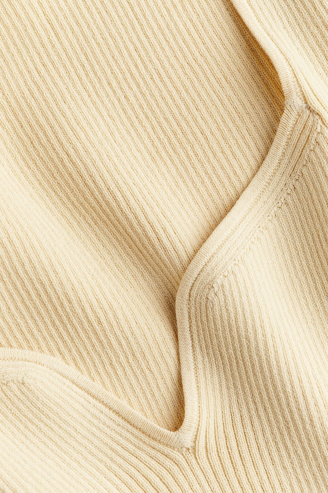 Rib-knit sweetheart-neck top - Pale yellow/Black/Cream/Brown - 5
