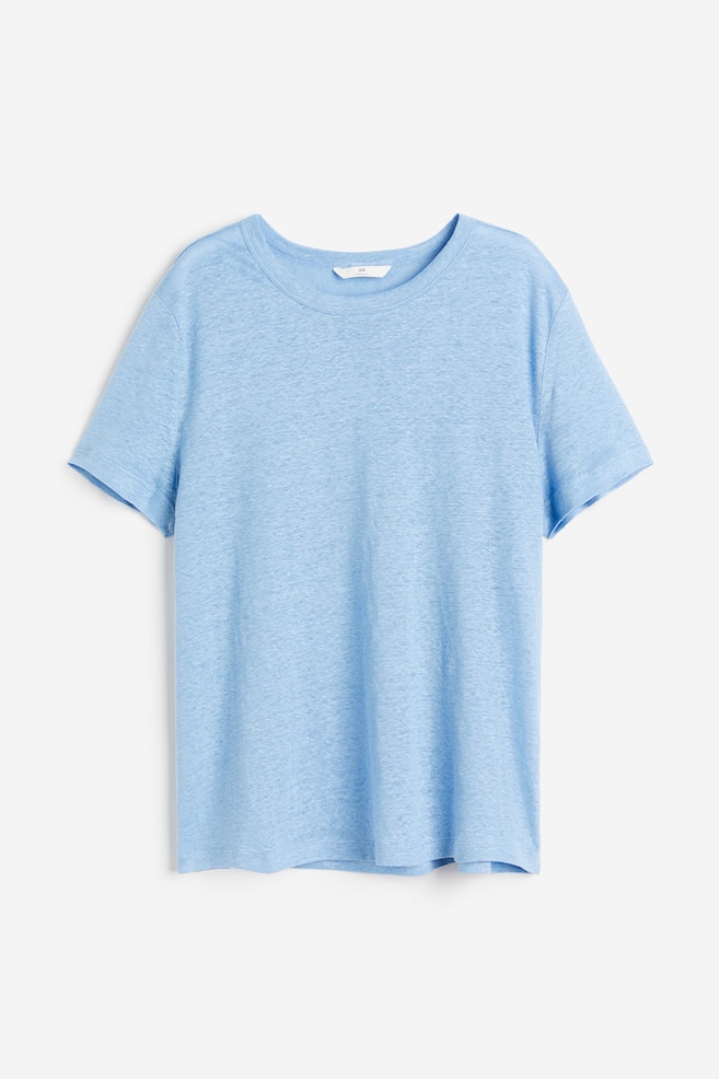 Linen T-shirt - Light blue/Brown marl - 2