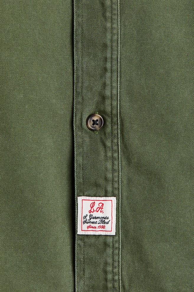 Relaxed-Fit Denim Shirt - Khaki green/Light denim blue - 4