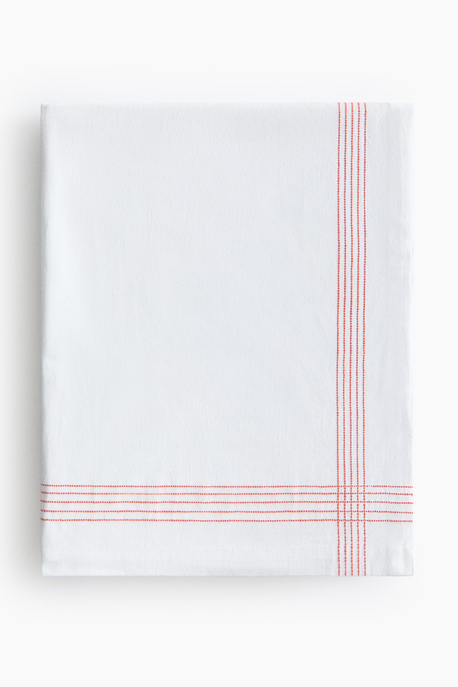 Embroidery-motif linen-blend tablecloth-Orange/Crabs - 1