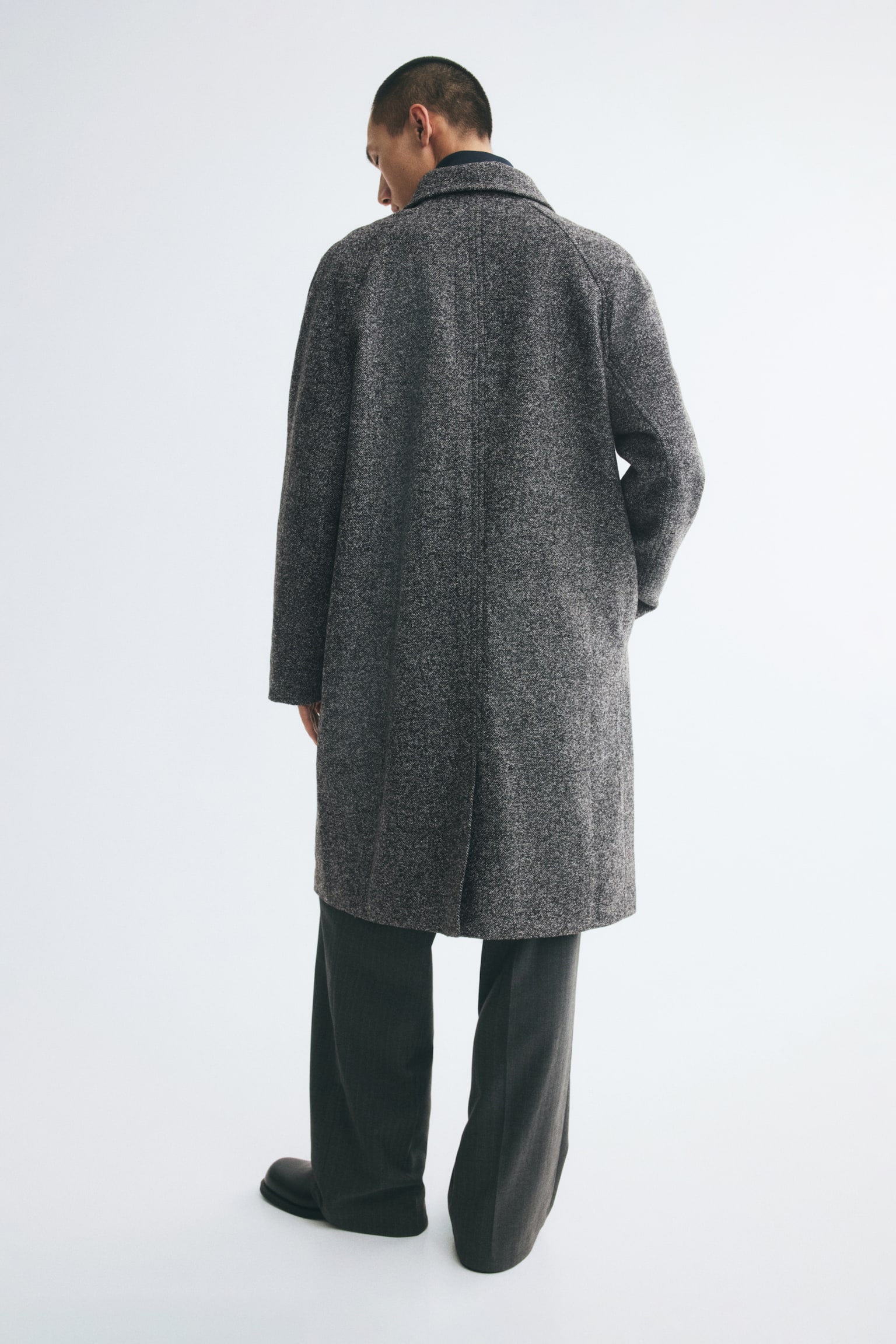 Мужское пальто H&M Wool-Blend Car, цвет: Серый меланжевый — фото 7