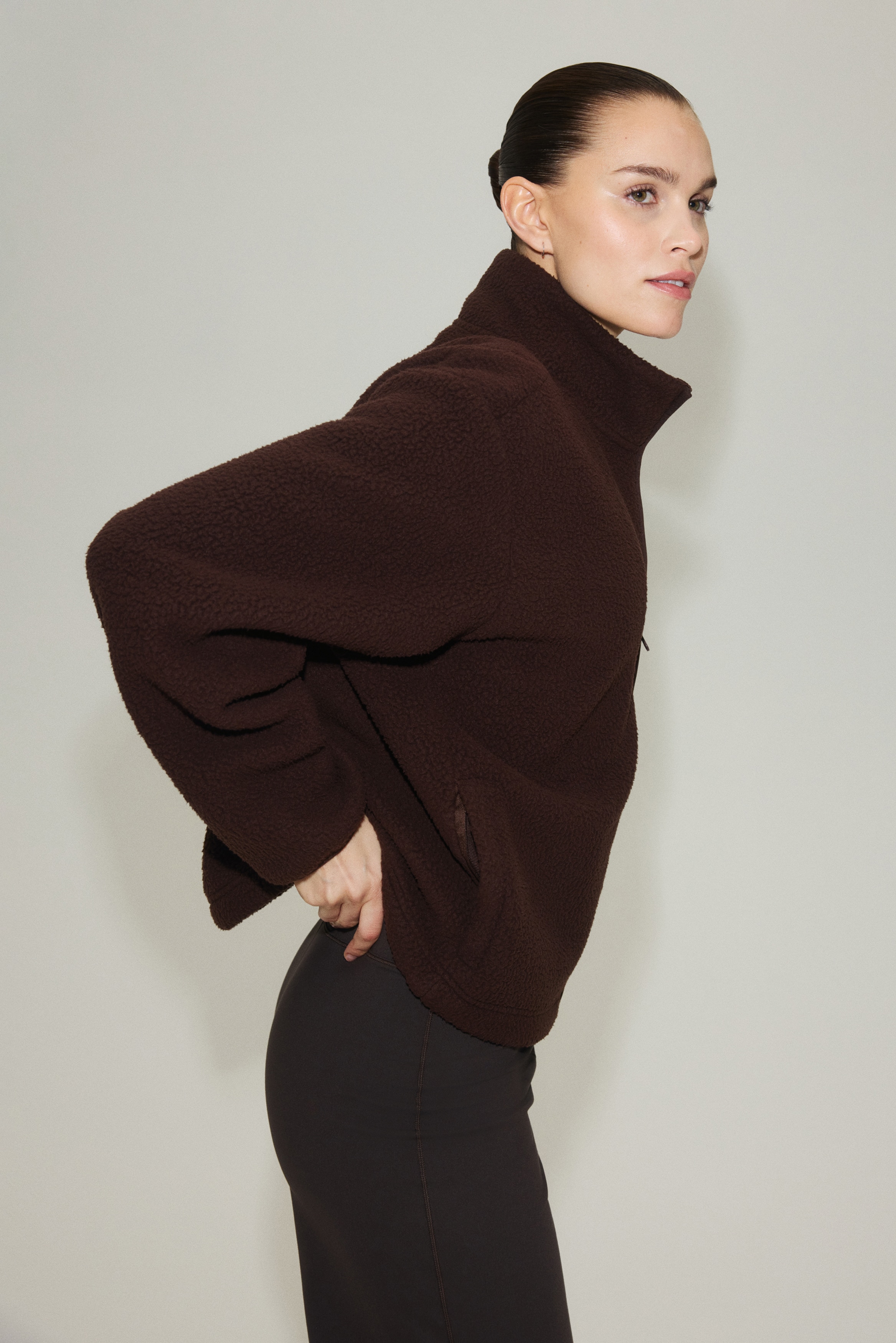 Veste de sport en tissu Teddy bear - Marron chaud/Ivoire/Beige sable doux/Noir