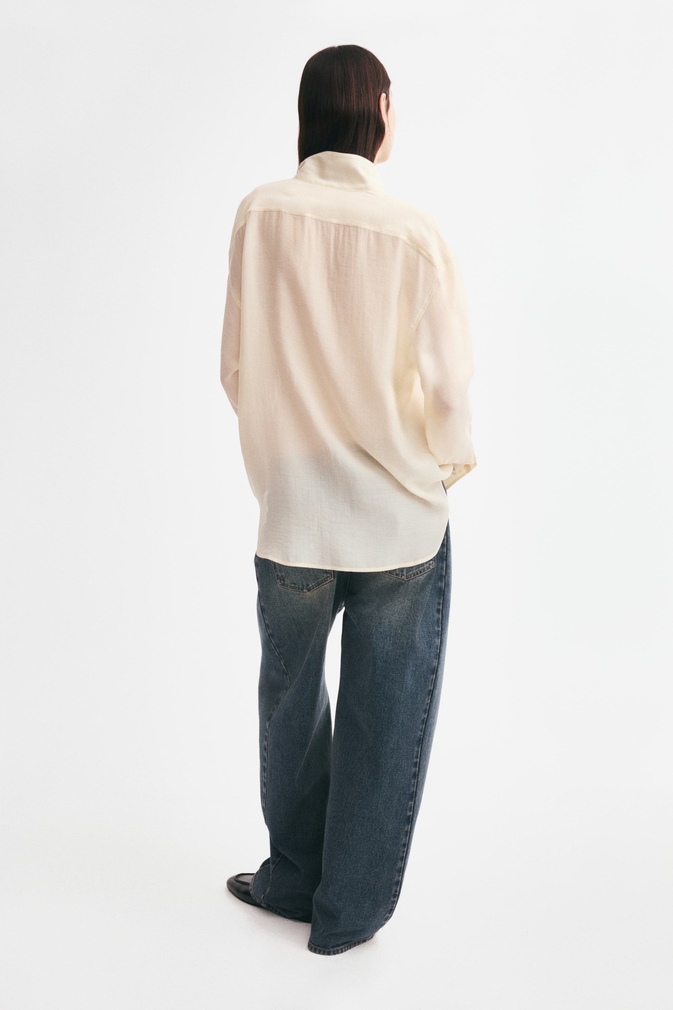 Oversized Shirt with Stand-Up Collar