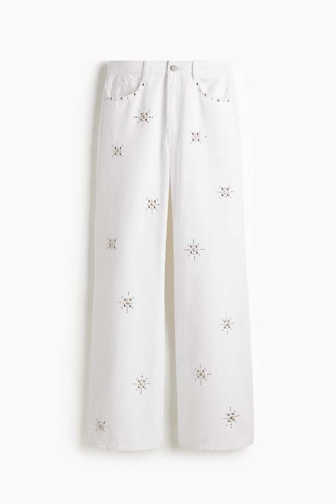 Wide Ultra High Jeans met studs - Wit - 1