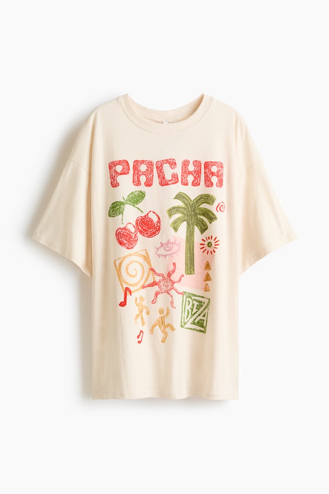 Oversized T-Shirt with Printed Motif - Cream/Pacha/Beige/The Smashing Pumpkins/Light orange/Grateful Dead/Orange/Pacha - 1