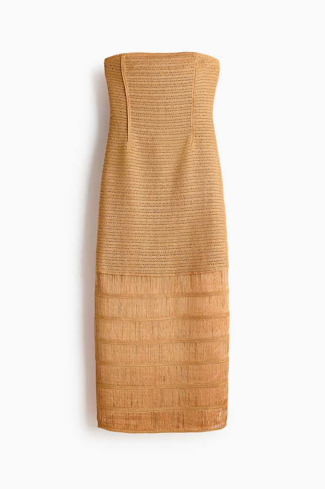 Crochet-look bandeau dress - Yellow - 1