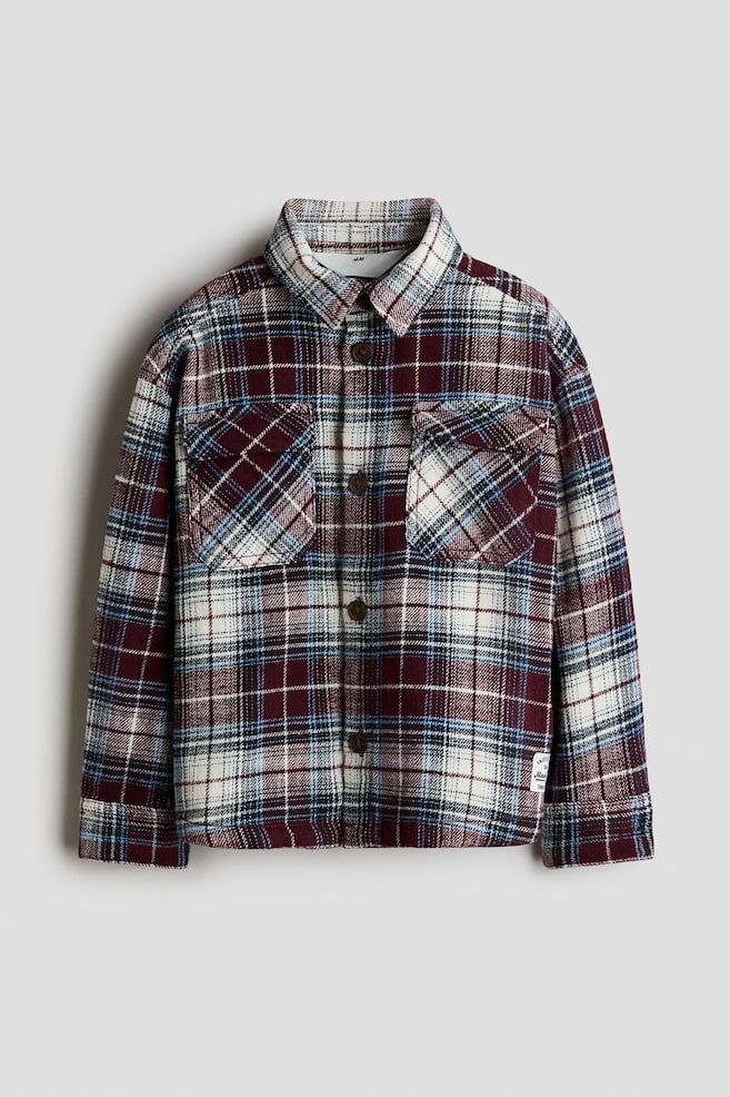 Oversized shirt - Dark red/Checked - 1