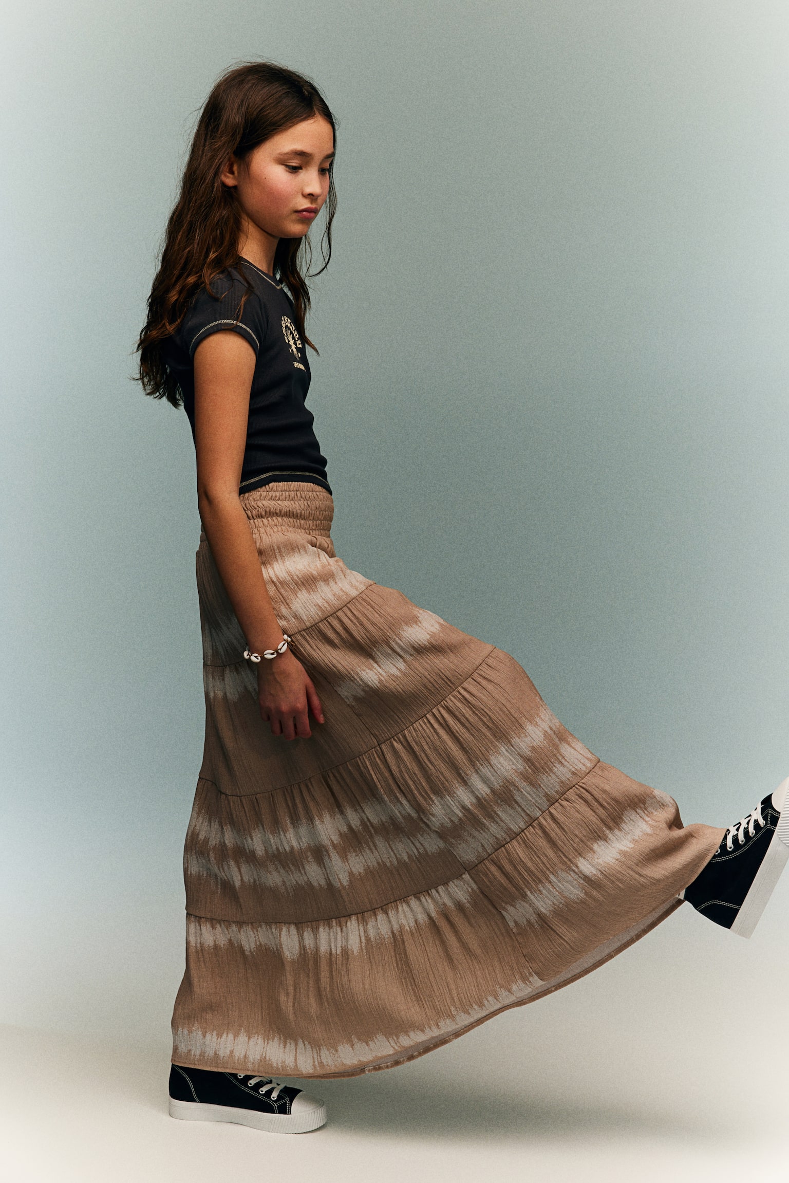 Maxi skirt - Beige/Tie-dye/White - 2