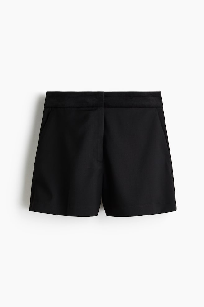 High-Waist Dress Shorts - Black - 1