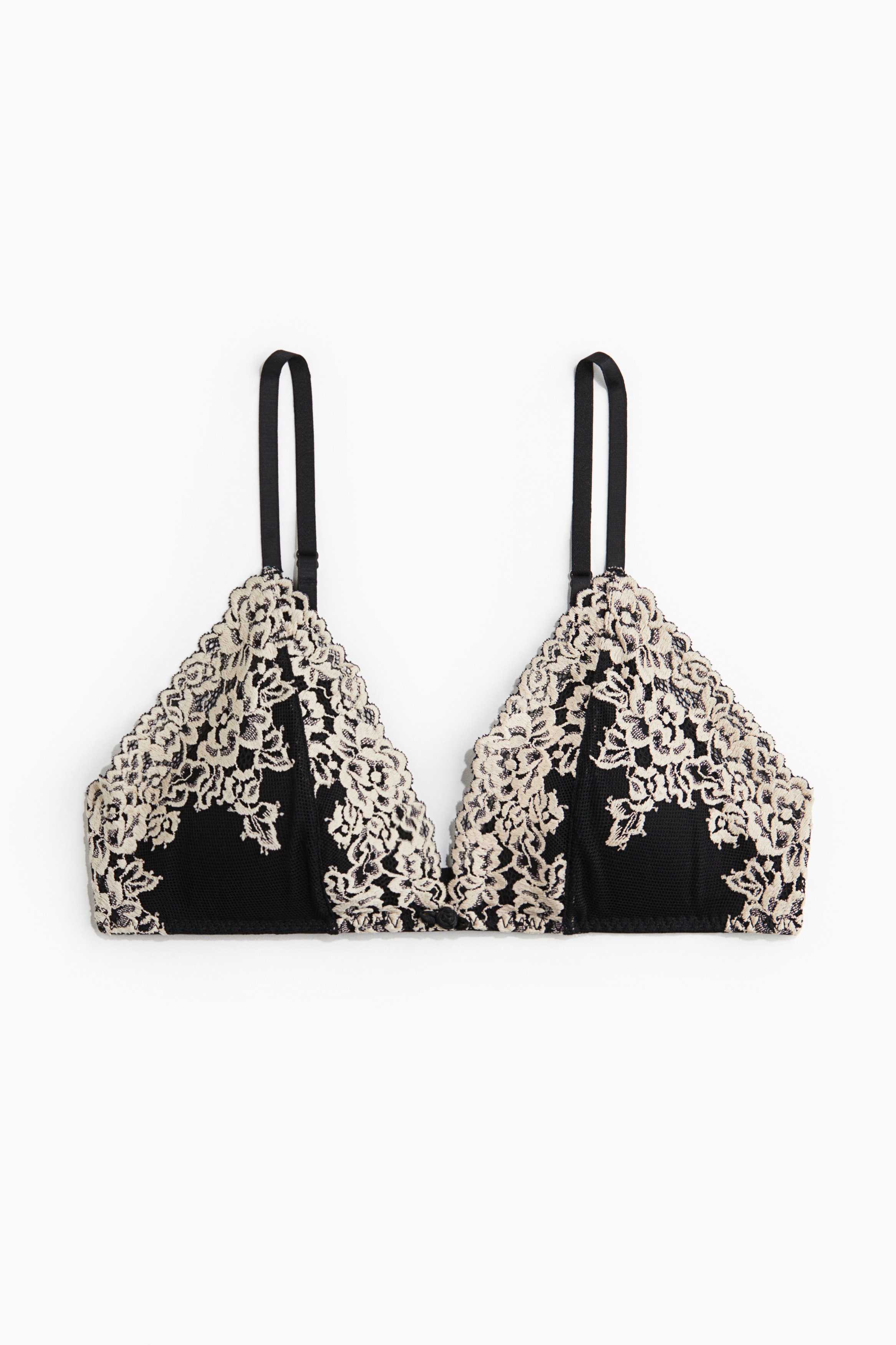 Reggiseno morbido imbottito in pizzo - Nero/crema