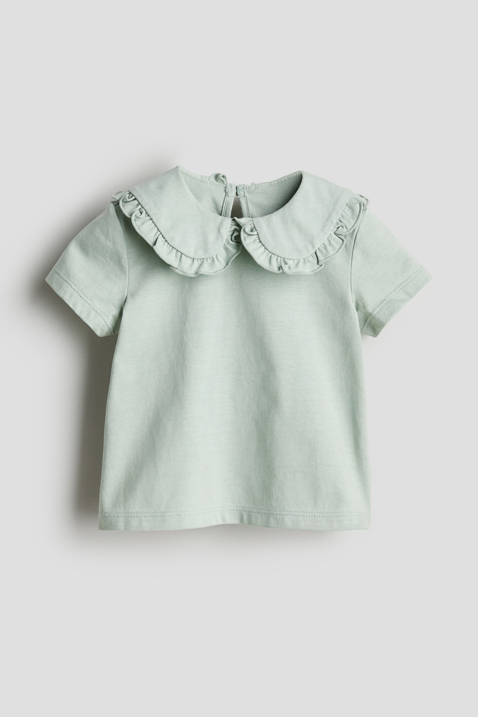 Collared jersey top - Dusty green/Navy blue/White - 1