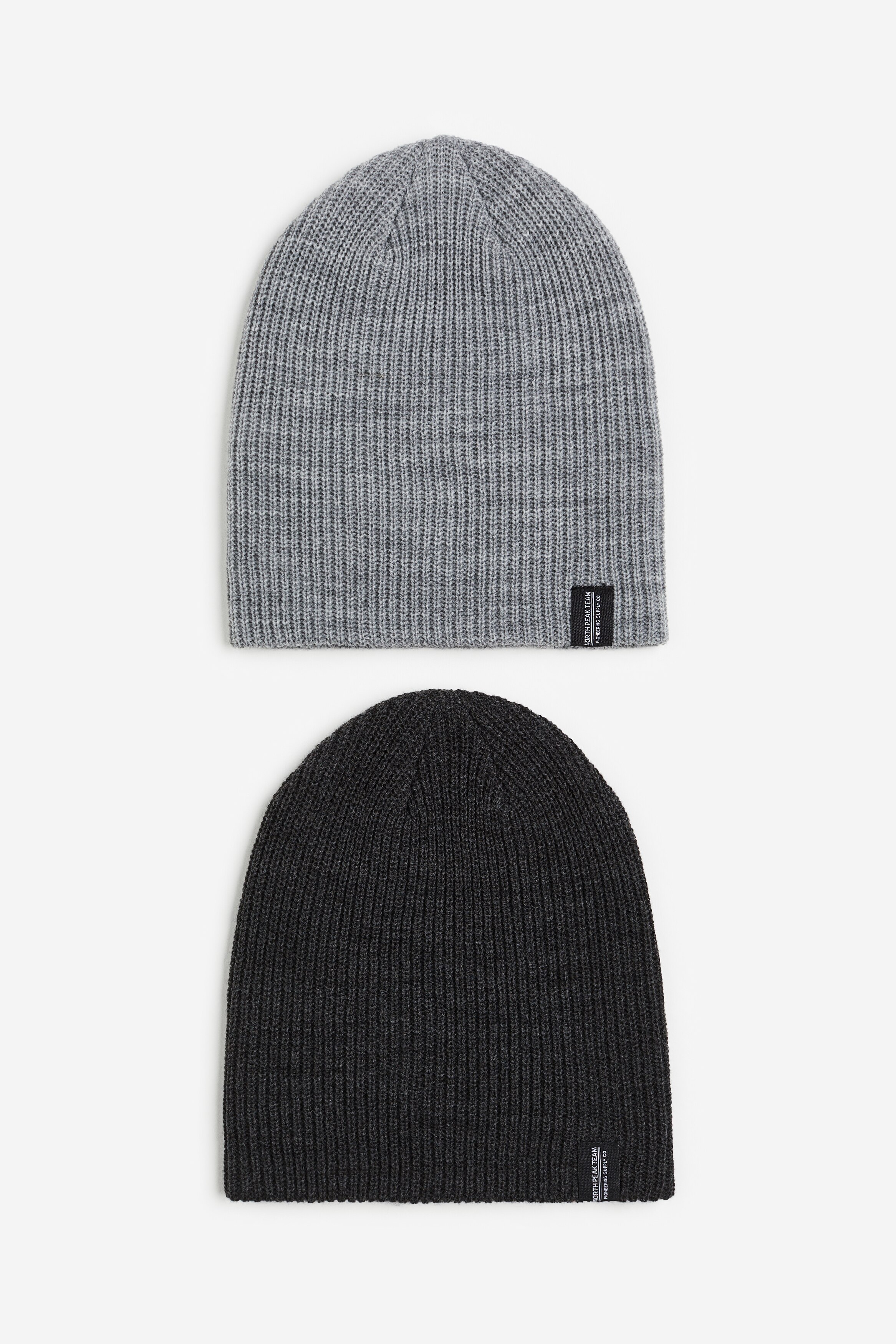 2er-Pack Gerippte Mützen - Grau/Dunkelgrau - Men | H&M DE