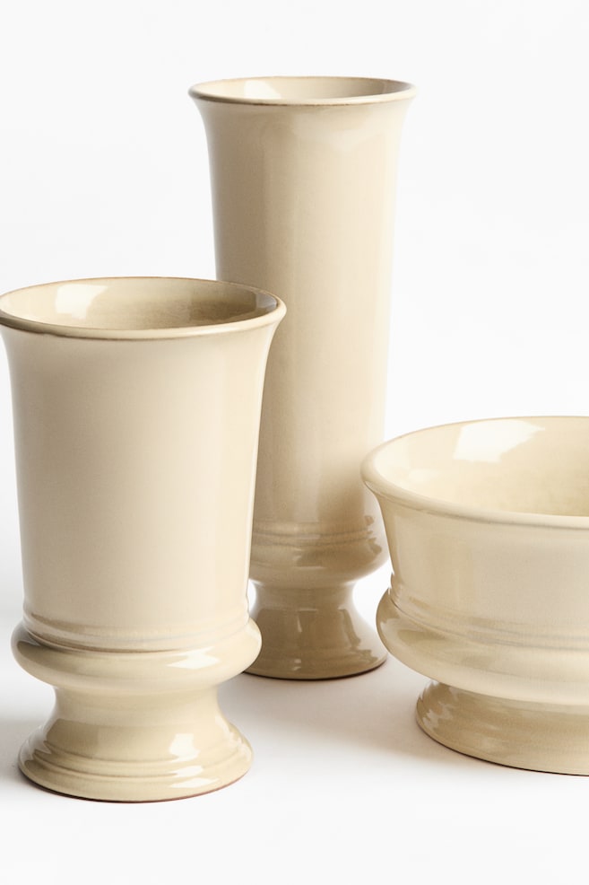 Grand vase en terre cuite avec glaçure réactive - Beige clair - 4
