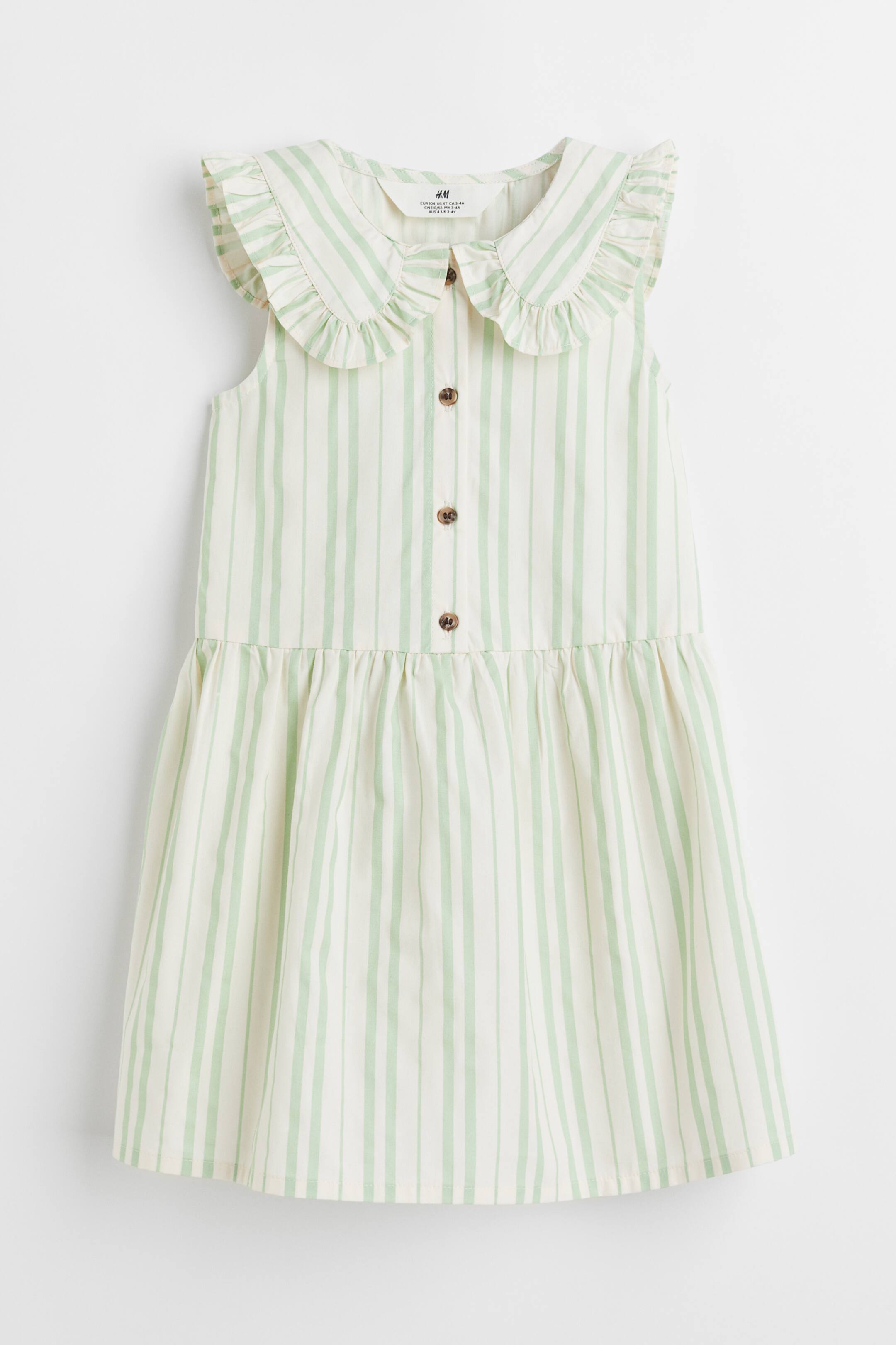 Collared cotton dress - Sleeveless - Knee length - Natural white ...