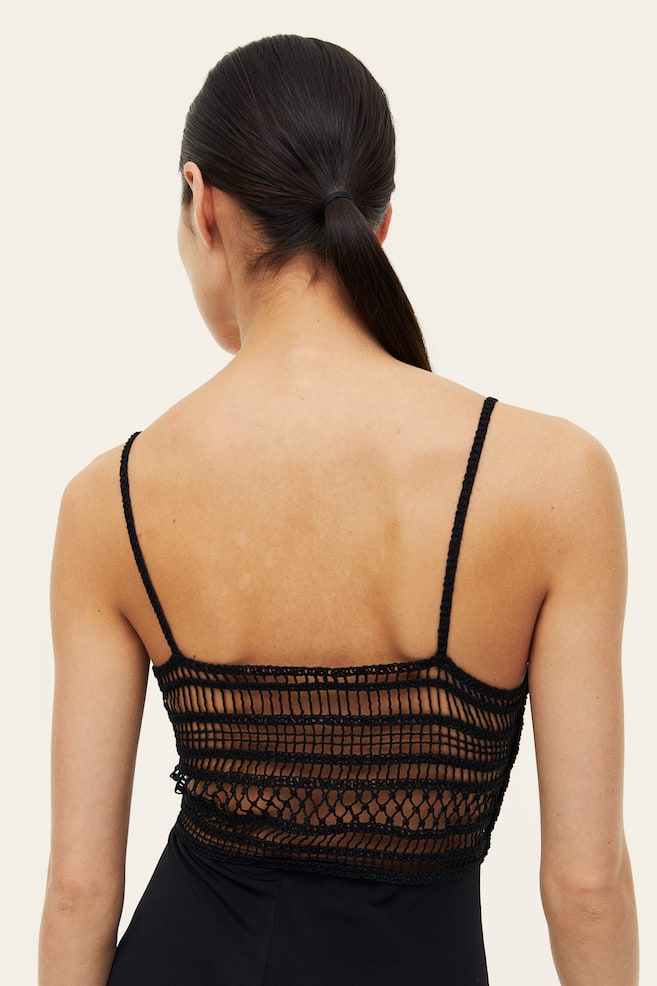 Crochet-look dress - Black - 7