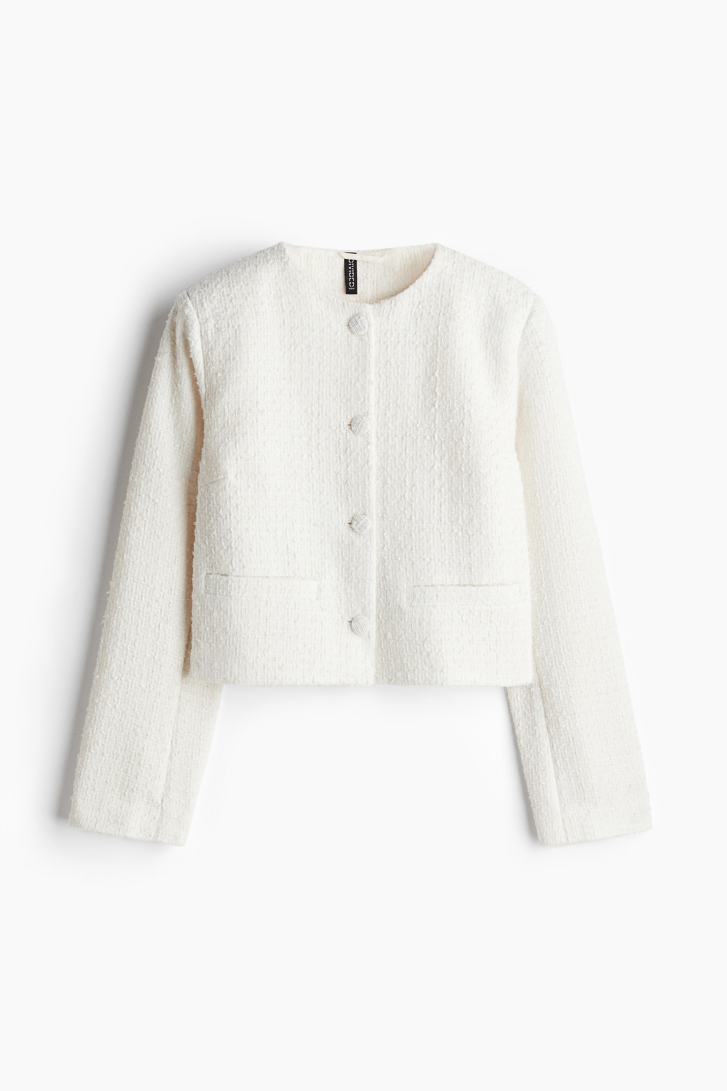 Ladies - Cream Bouclé-weave jacket - Size: L  - H&M