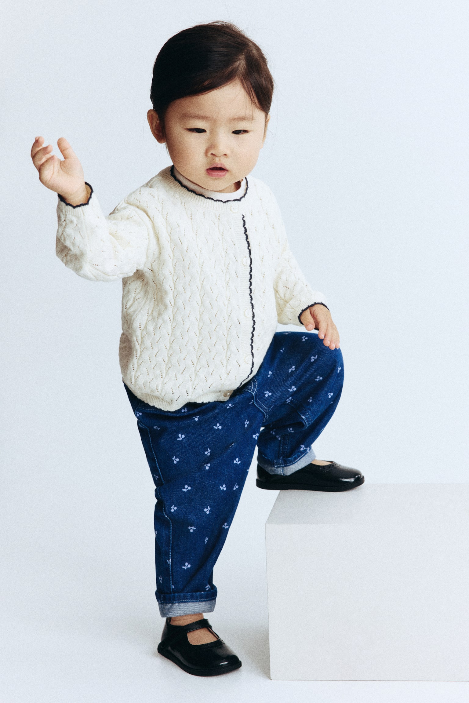 Cotton trousers - Dark denim blue/Cherries/Light pink - 6