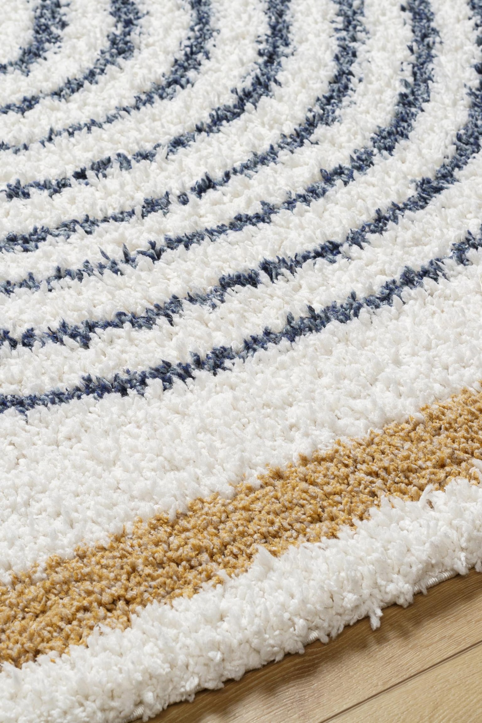 Pihu Modern Shaggy Area Rug - Ivory, Blue - 4