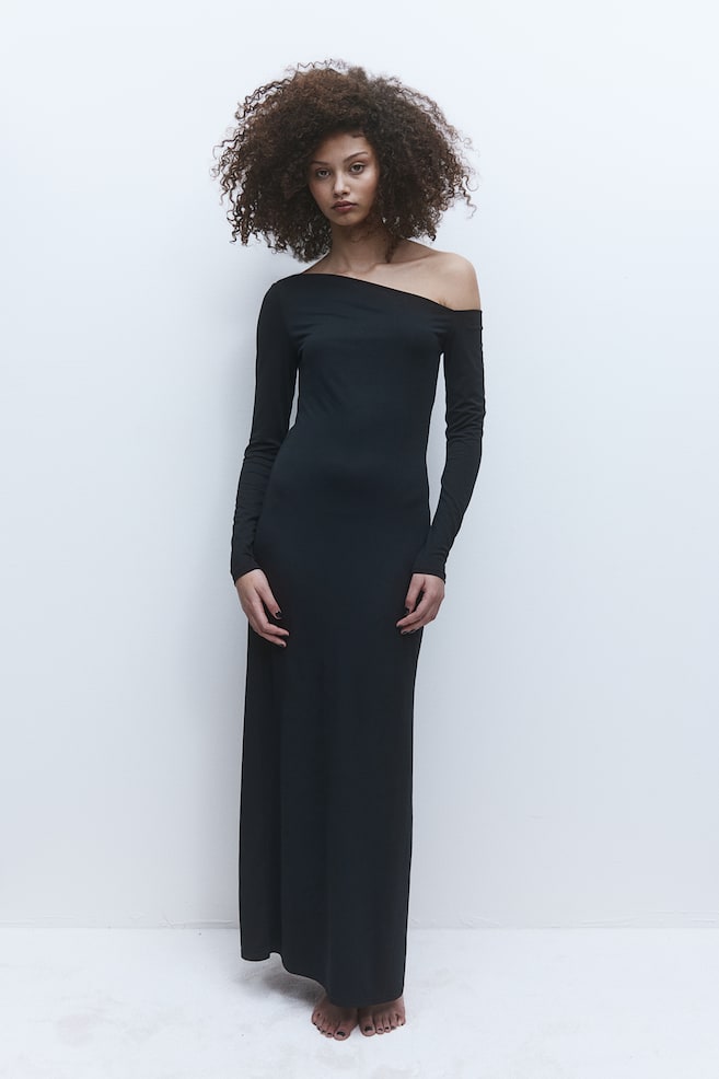 One-shoulder dress - Black - 1