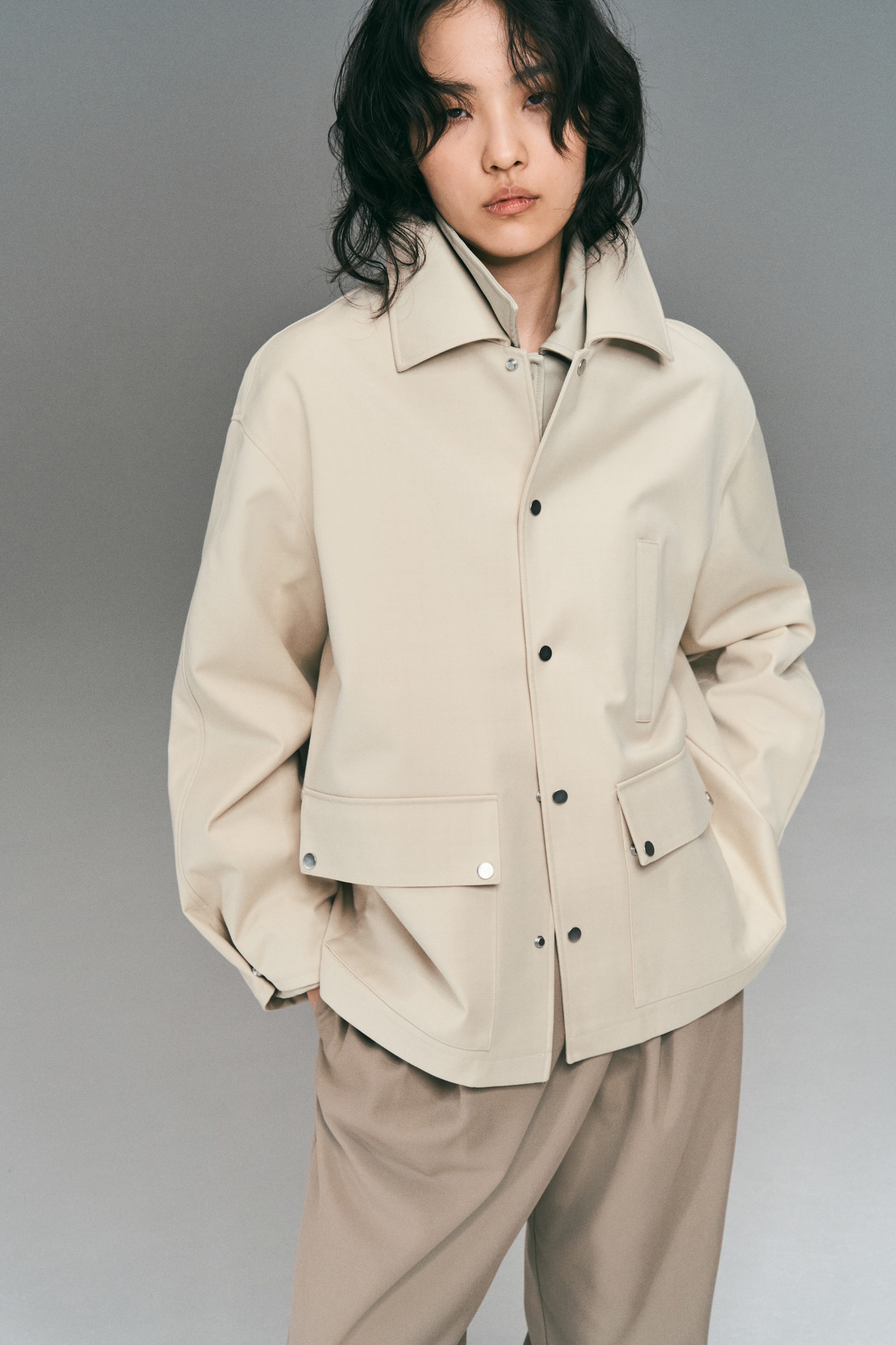 트윌 재킷 - 라이트 베이지 - 4