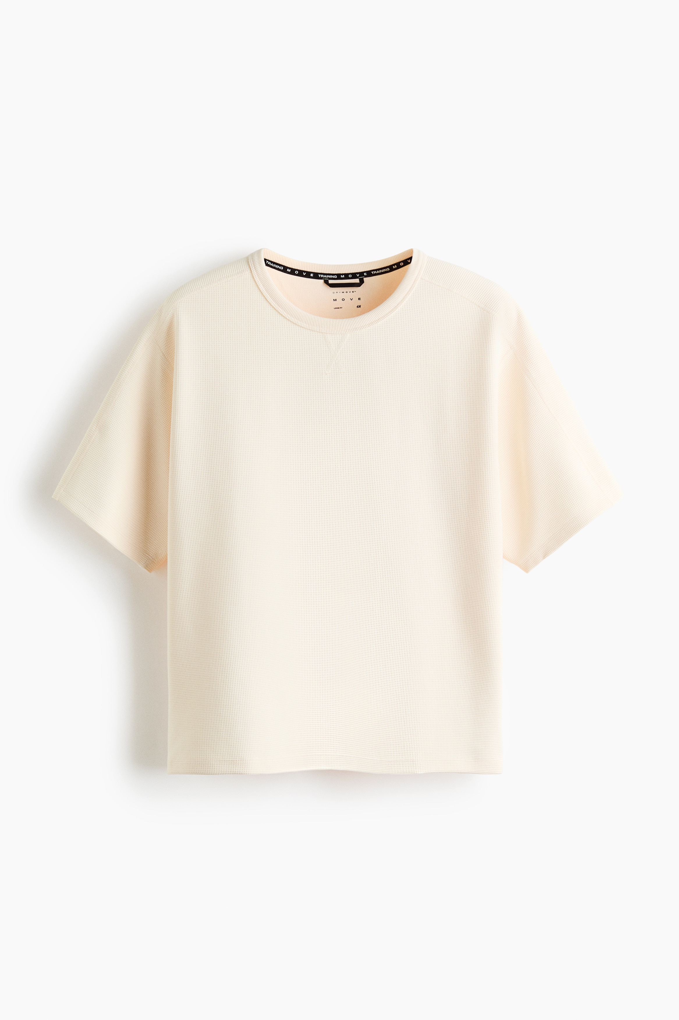 Loose-Fit Waffled Sports T-Shirt with DryMove™ - Natural white/Black