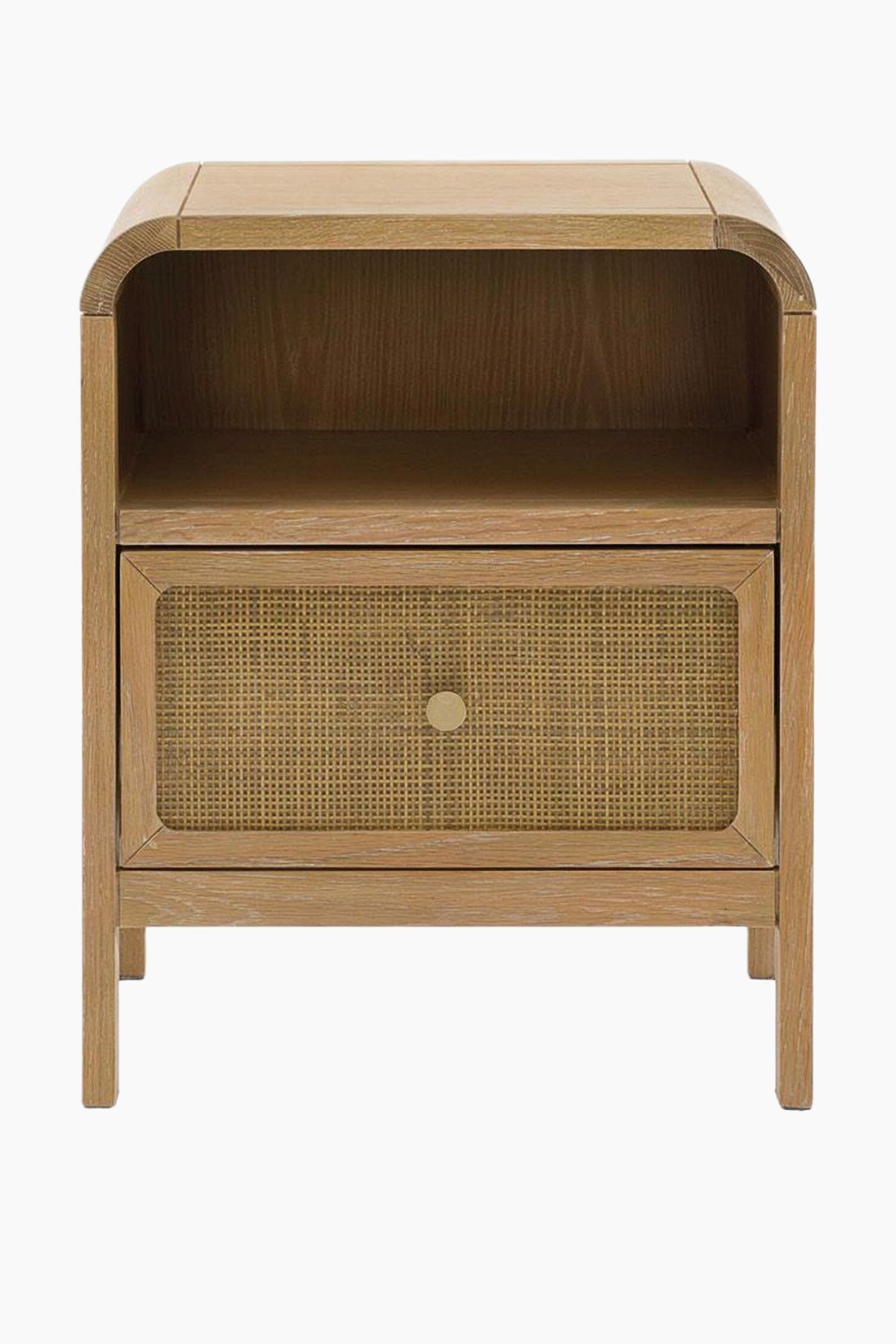 Wooden Rattan 1 Drawer Bedside - Natural