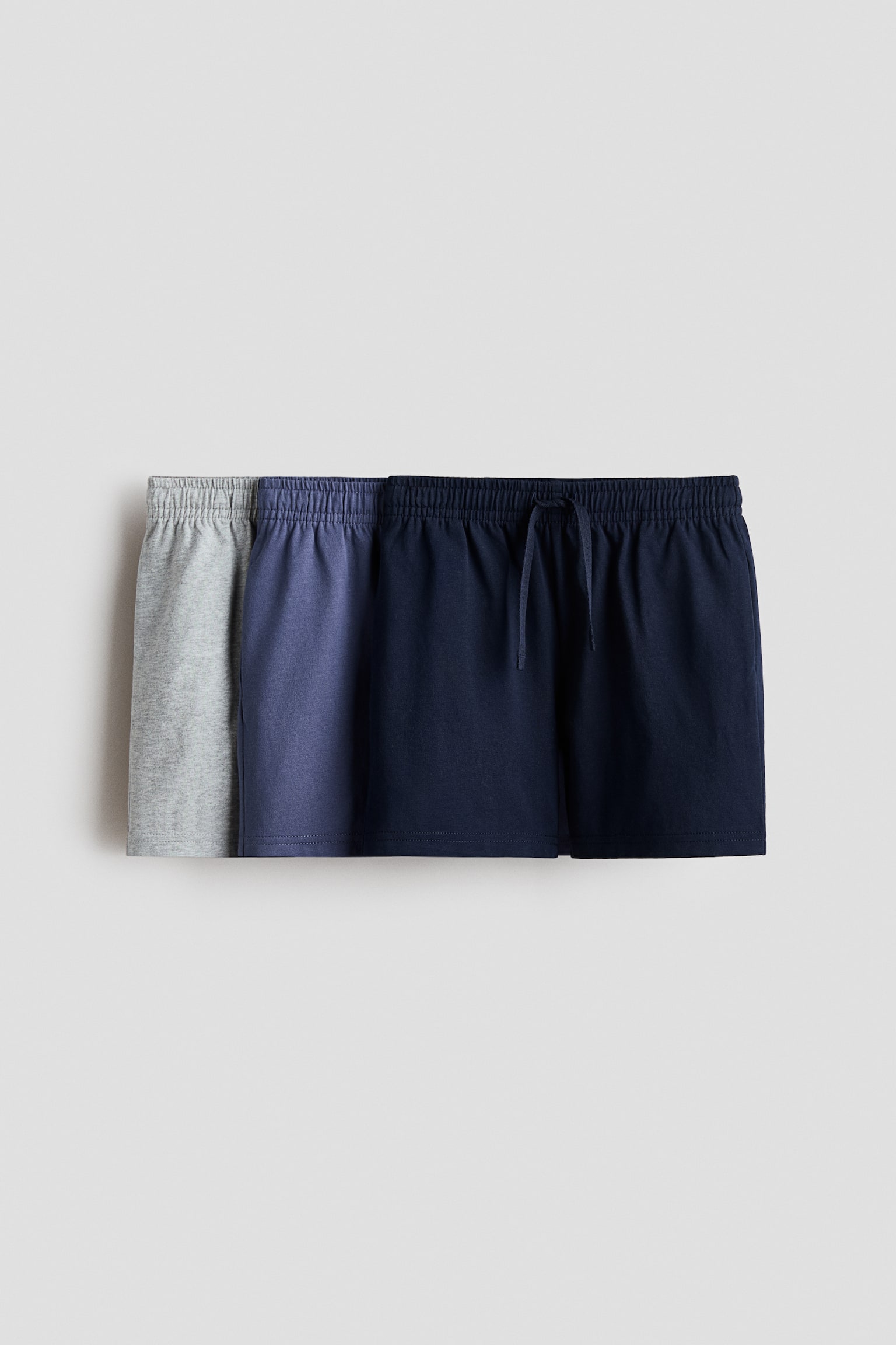 Pack de 3 pantalones cortos en punto de algodón - Gris jaspeado/Azul marino