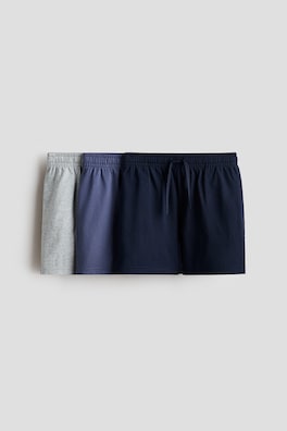 3-pack shorts i bomullstrikå