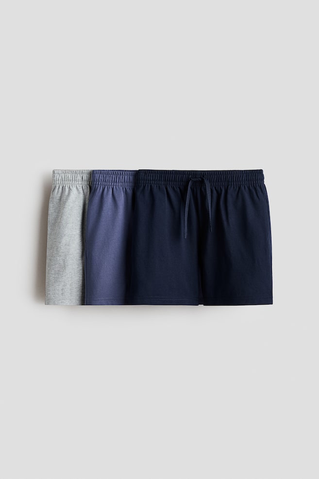 3-pack cotton jersey shorts - Light gray melange/navy blue/Red/Navy blue/green/Light dusty turquoise - 1