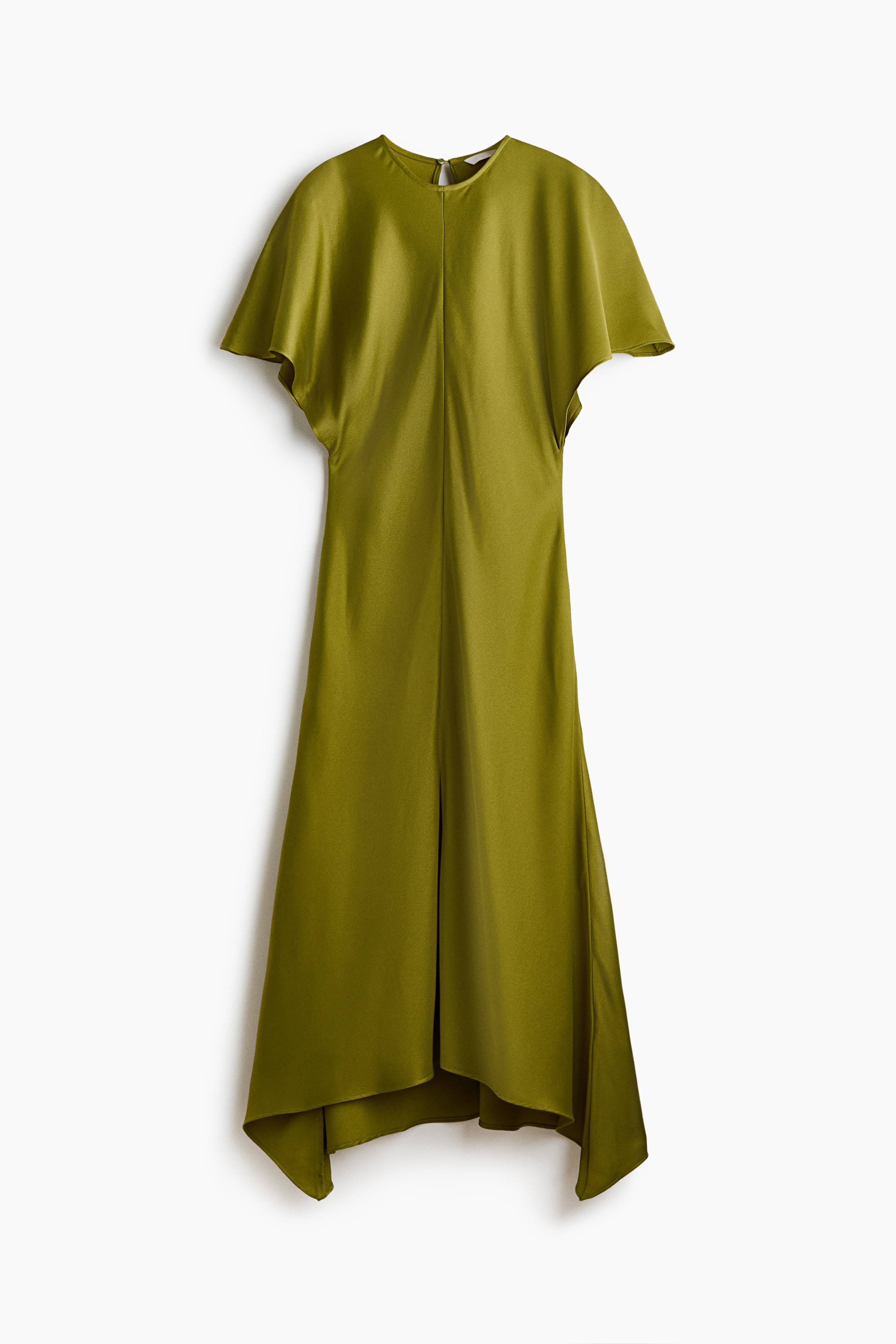 Midikleid aus Satin - Olivgrün/Cremefarben