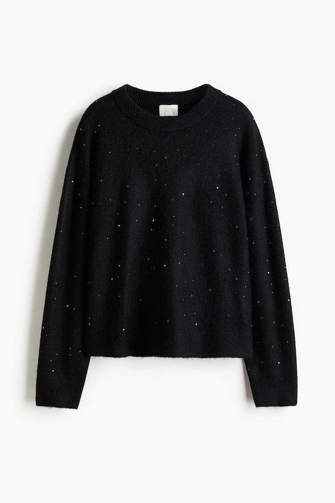 Pullover decorato - Nero/Crema - 1