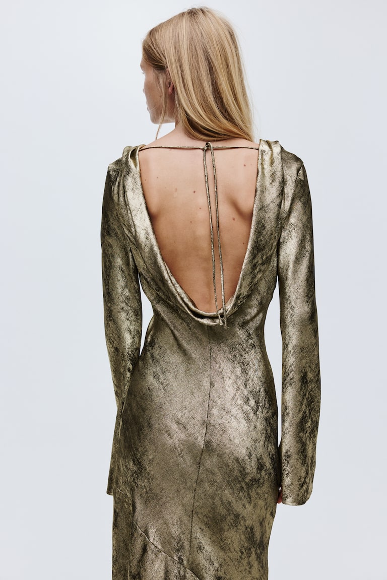 Women's Black Open-Back Satin Dress | H&M CA Women's Black Open-Back Satin Dress | H&M CA