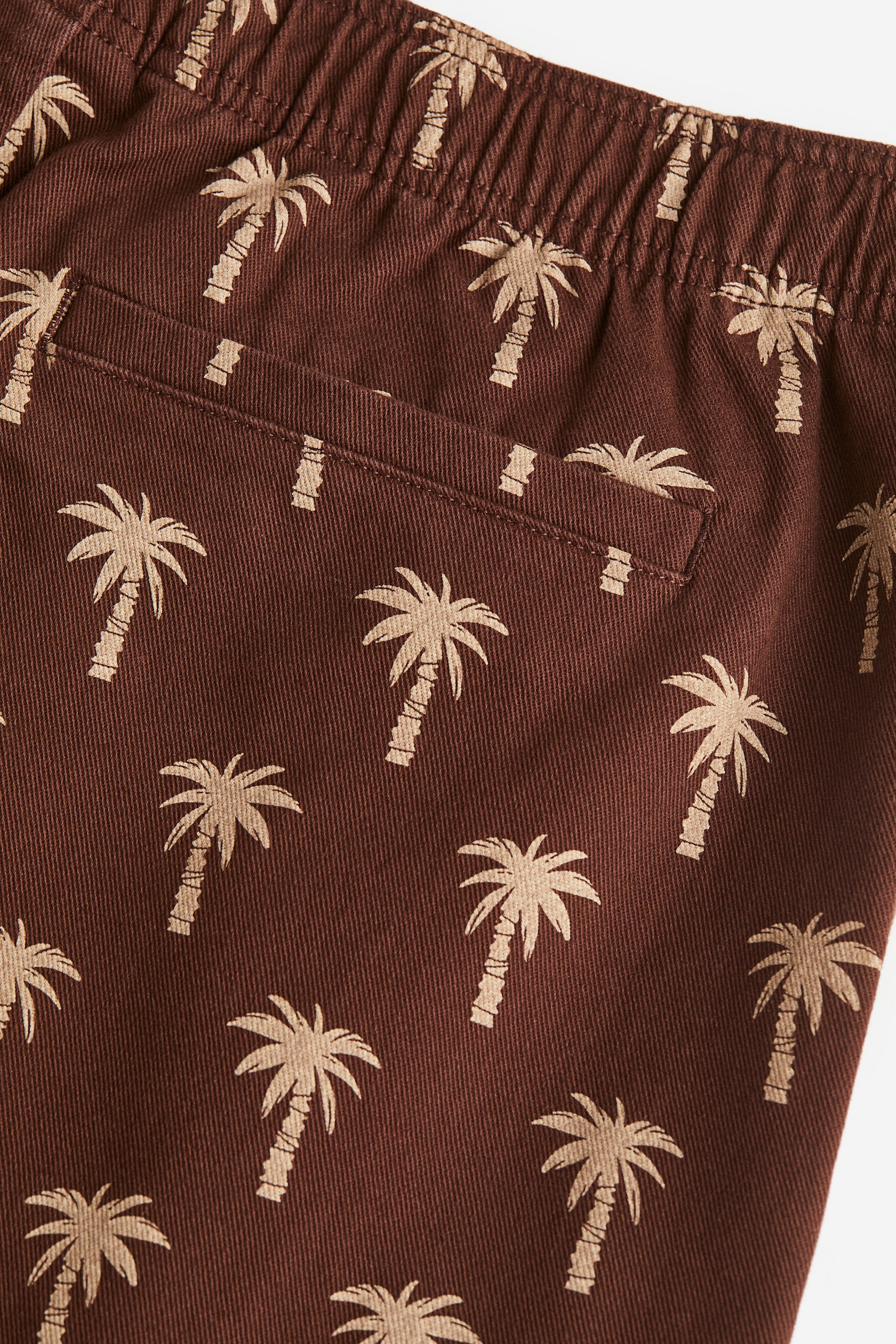 Relaxed Fit Cotton shorts - Brown/Palm trees/Beige/Brown checked - 3