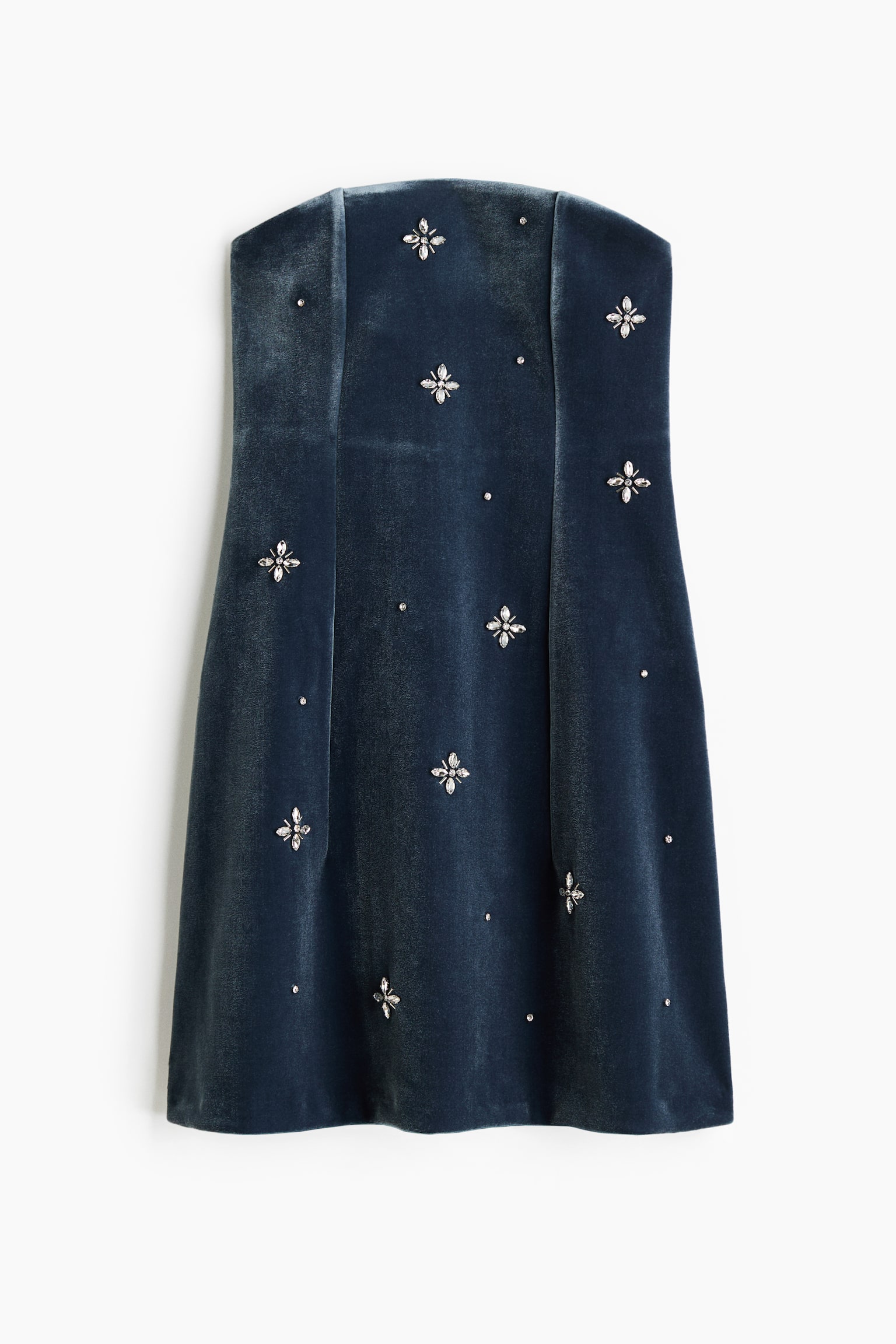 Embellished velour dress - Dark blue - 2
