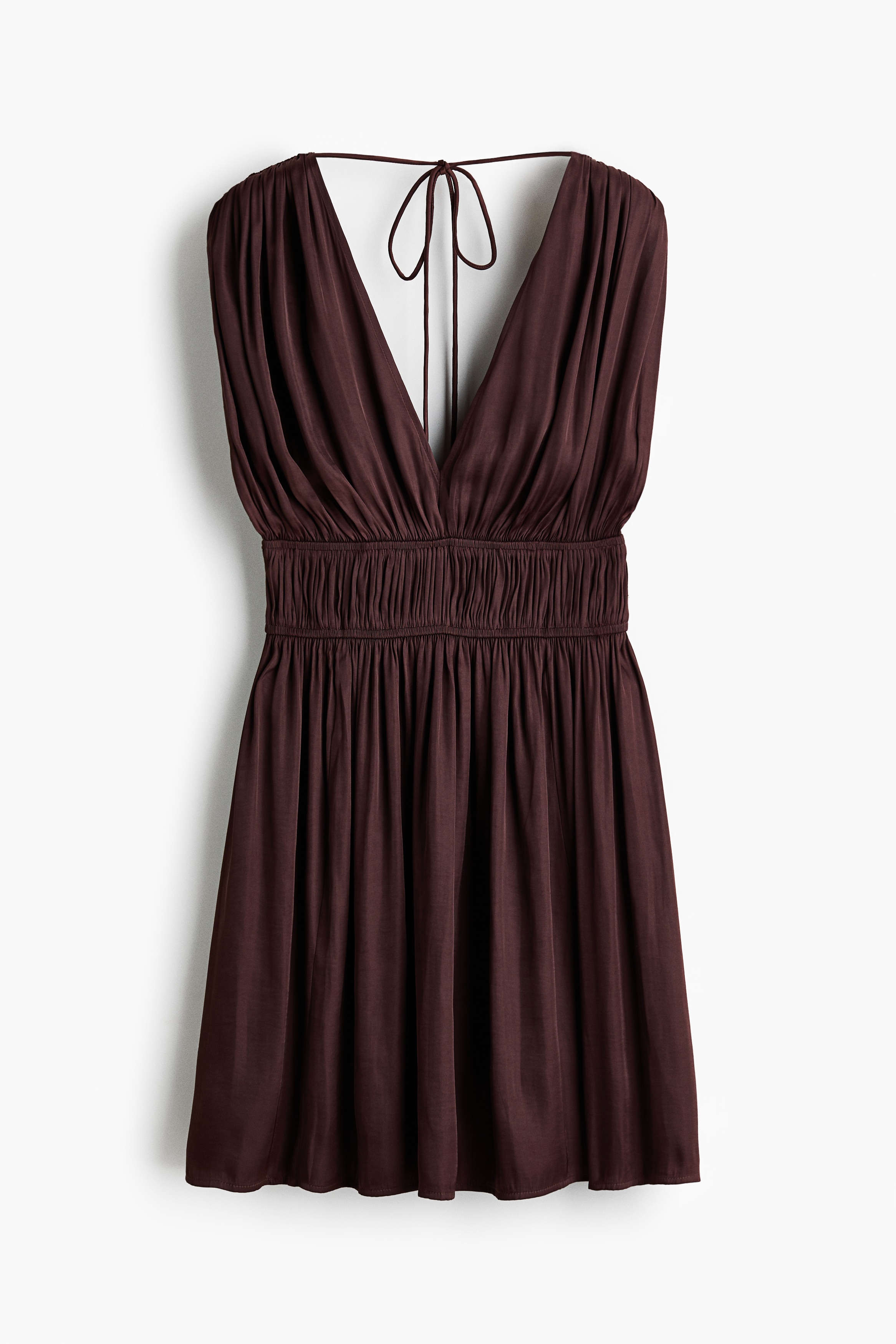 Vestido drapeado con lazada - Marrón oscuro/Amarillo mostaza/Negro/Floral/Azul oscuro