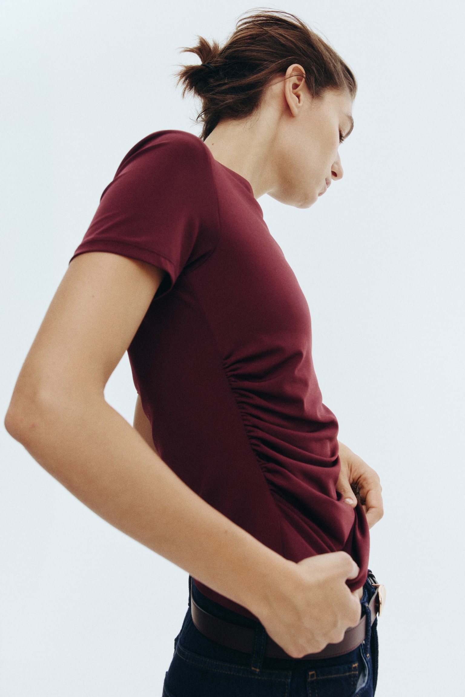 Áo rút vải - Màu đỏ rượu - 3