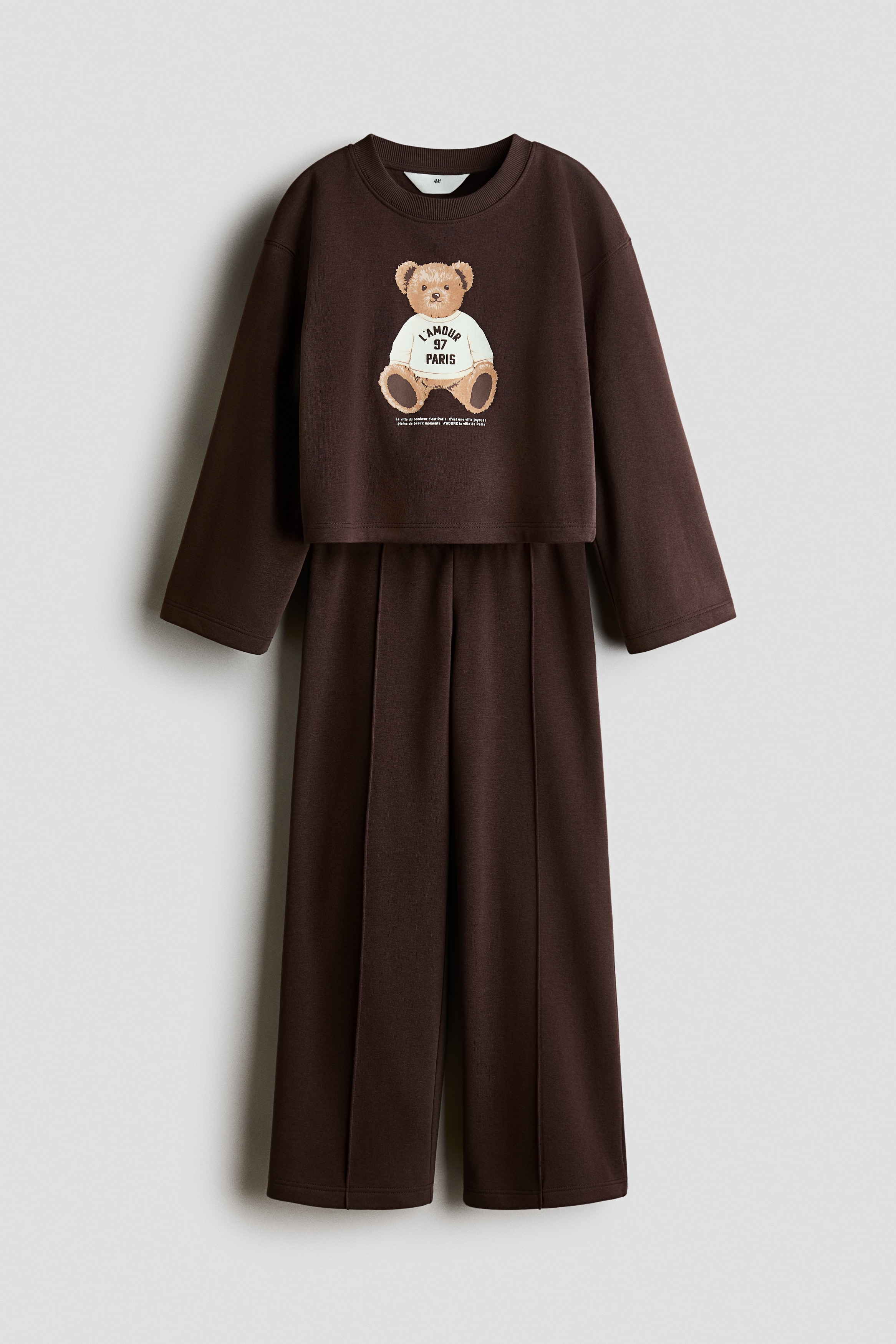 2-piece brushed-inside sweatshirt set - Dark brown/Teddy bear/Light grey/1997
