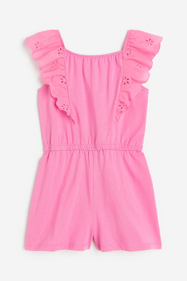 Flounce-trimmed jumpsuit - Pink/Navy blue/Striped/Yellow - 1