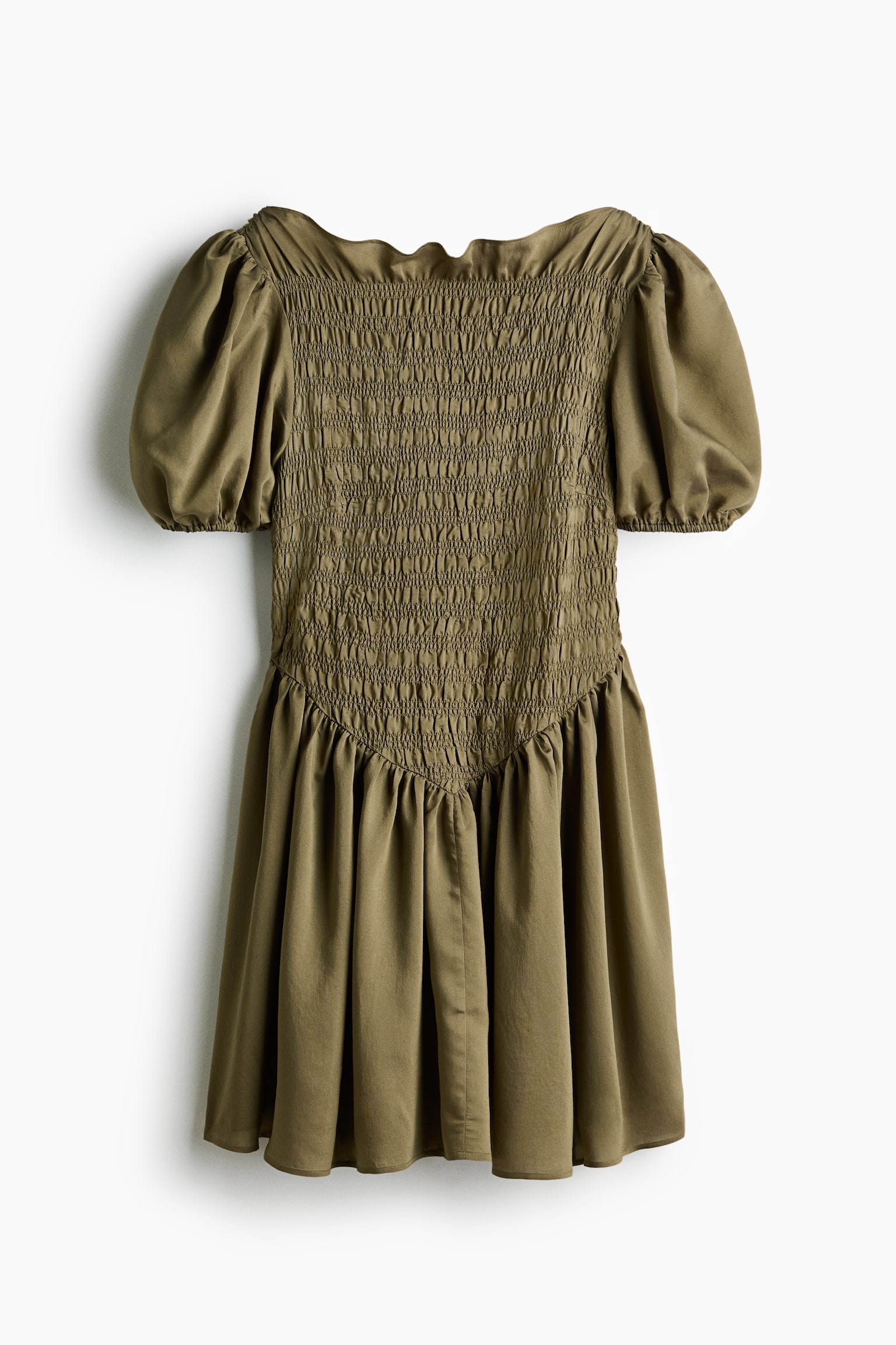 Smocked Bodice Dress - Dark khaki green/Light beige/Leopard print/Light dusty pink/Pattern - 1