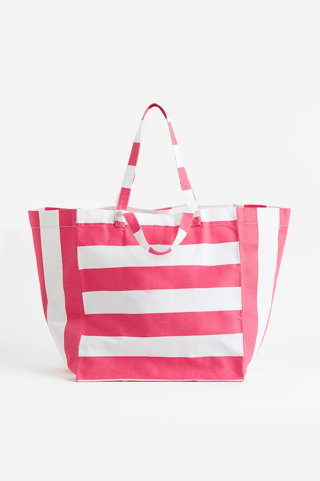 Cotton canvas beach bag - Pink/Striped/Light beige/Striped/Yellow/Striped/Black/Striped/dc/dc - 1