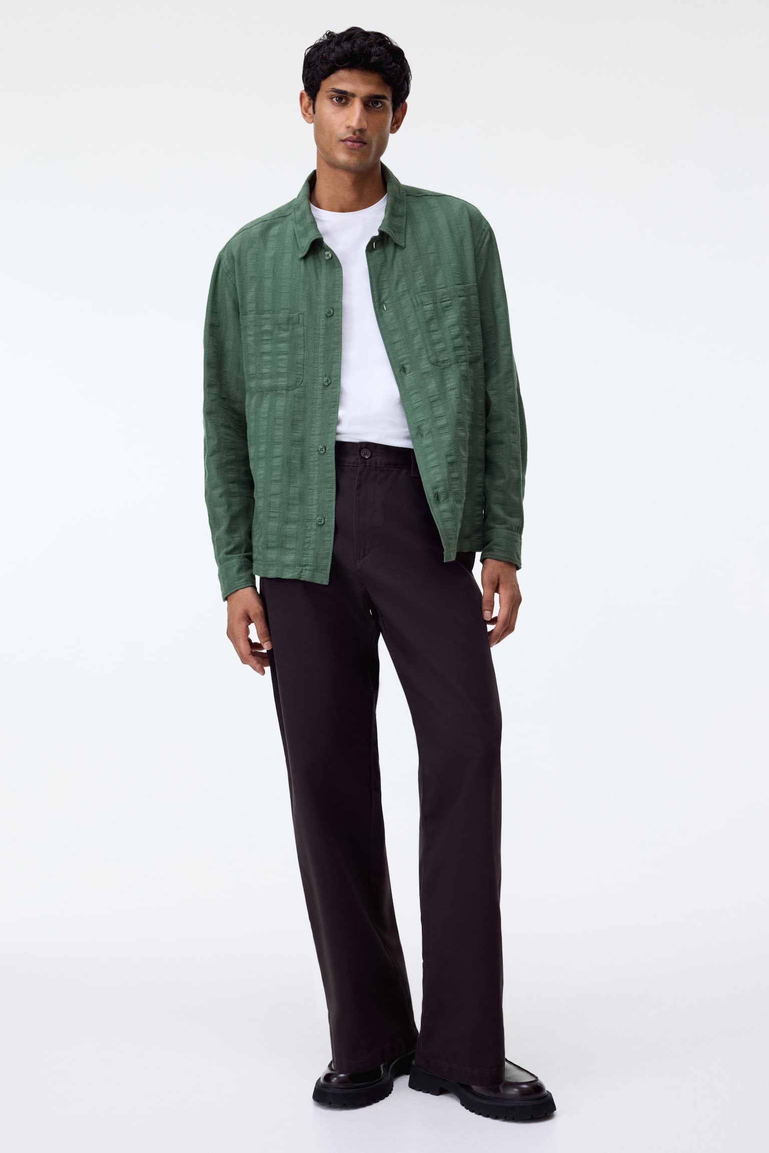 Regular Fit Textured cotton shirt - Green/Red/Light yellow - 3