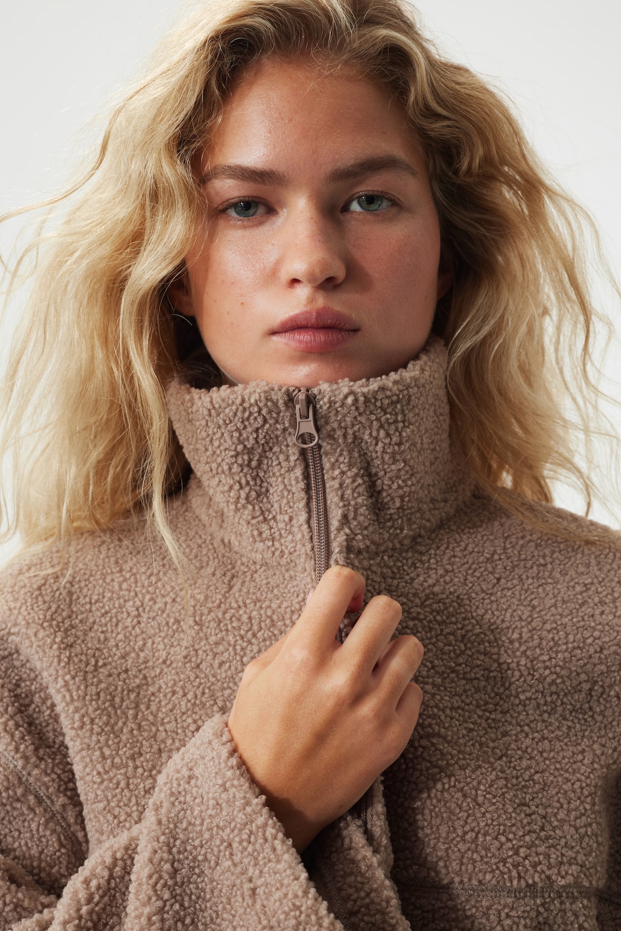 Zip-through teddy sweatshirt - Dark mole - Ladies | H&M GB