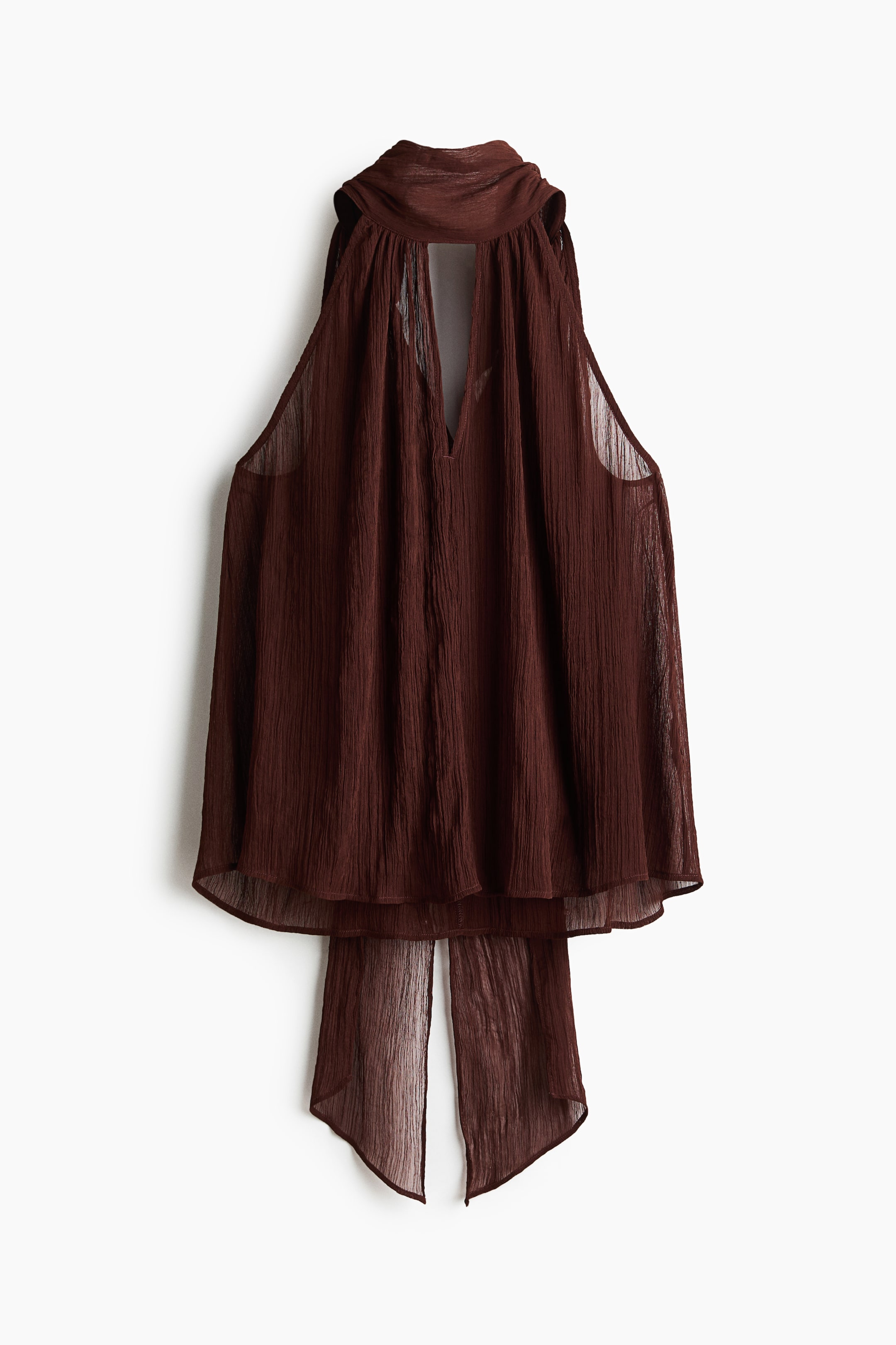 View larger image: Scarf-Collar Chiffon Top - Dark brown - Ladies | H&M US 1