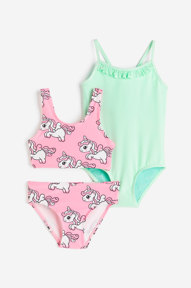 Bikini e costume intero - Rosa/unicorni - 1