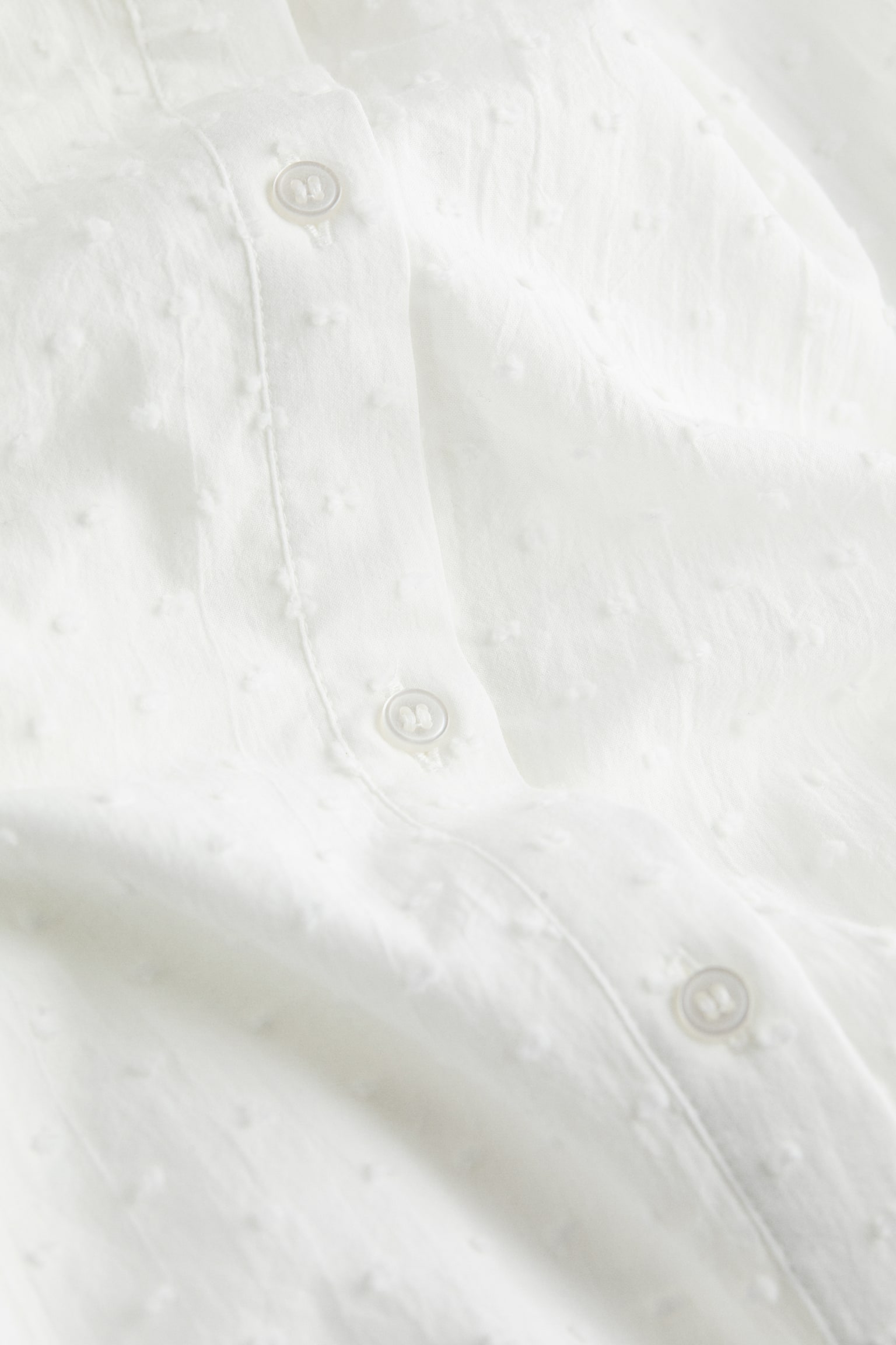 Robe à manches bouffantes en tissu texturé - Blanc/Noir - 2