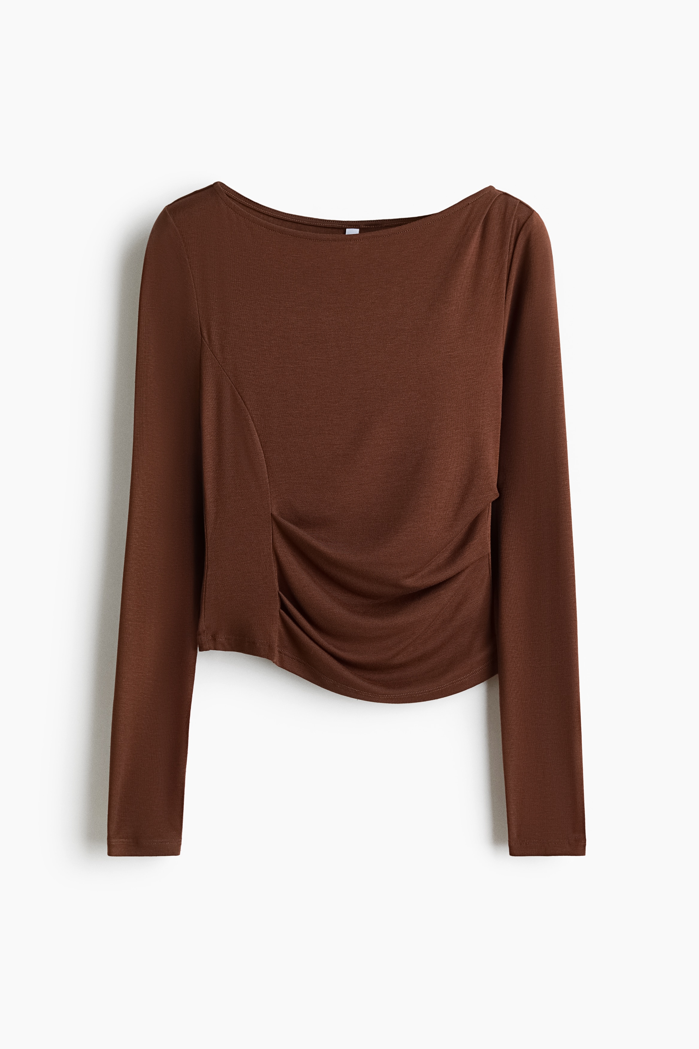 Draped boat-neck top - Brown/Light beige