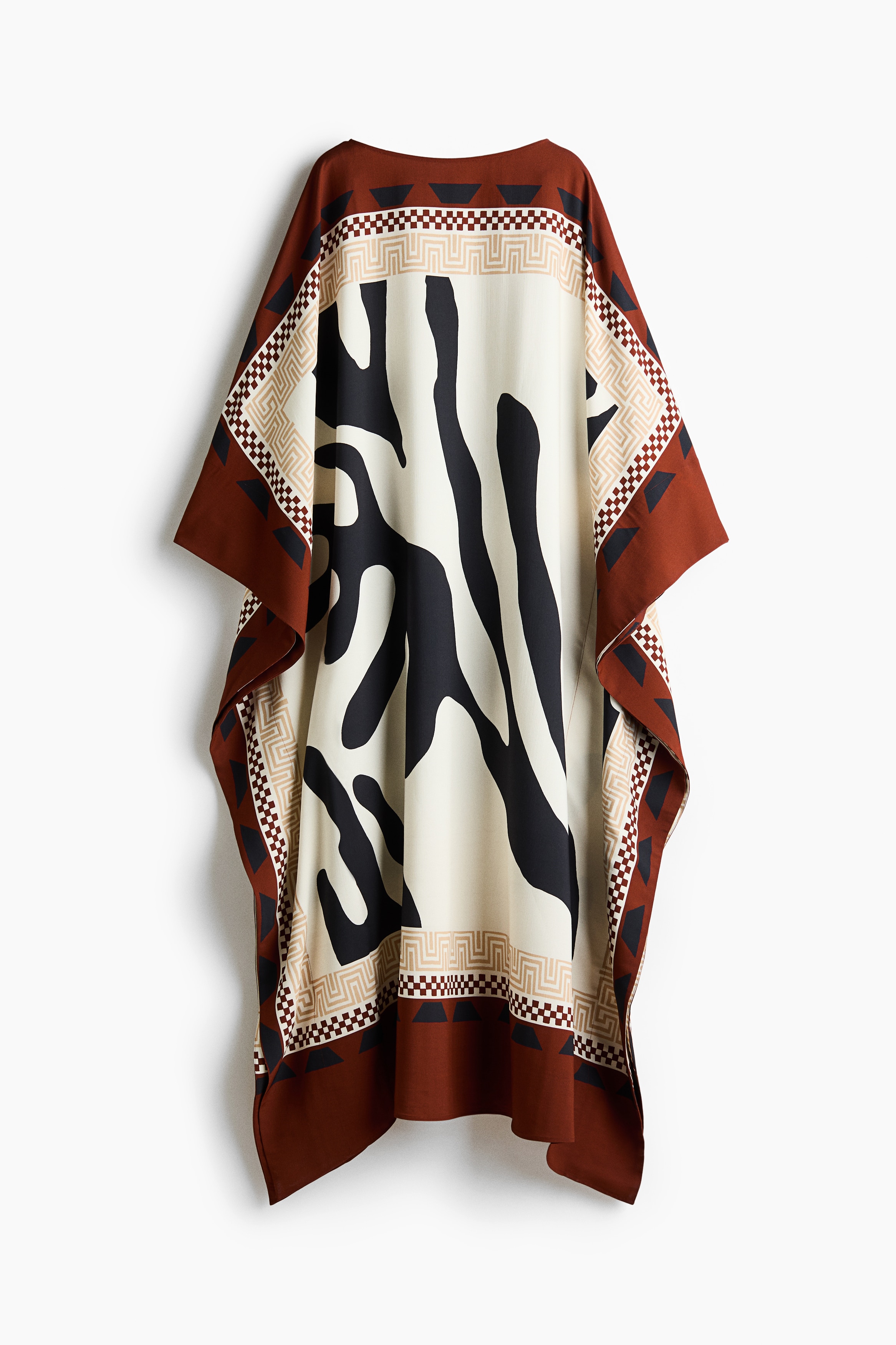 Mönstrad kaftanklänning - Roströd/Mönstrad