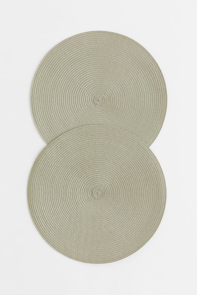 2-pack round table mats - Light khaki green/Anthracite grey/Light beige/Beige/dc/dc/dc - 1