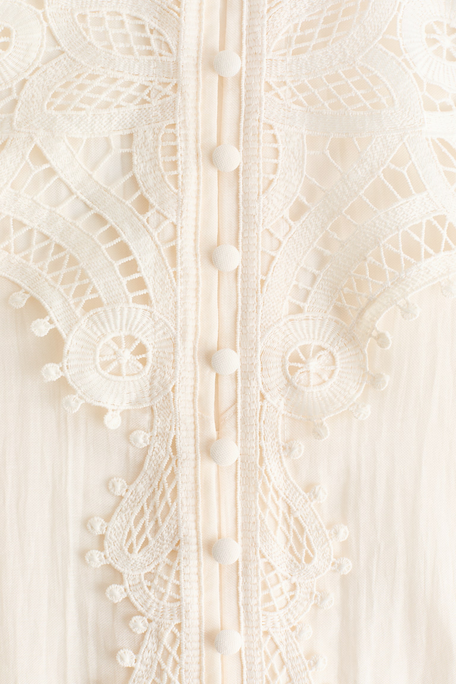 חולצה עם תחרה בכתפיים - קרם - 5